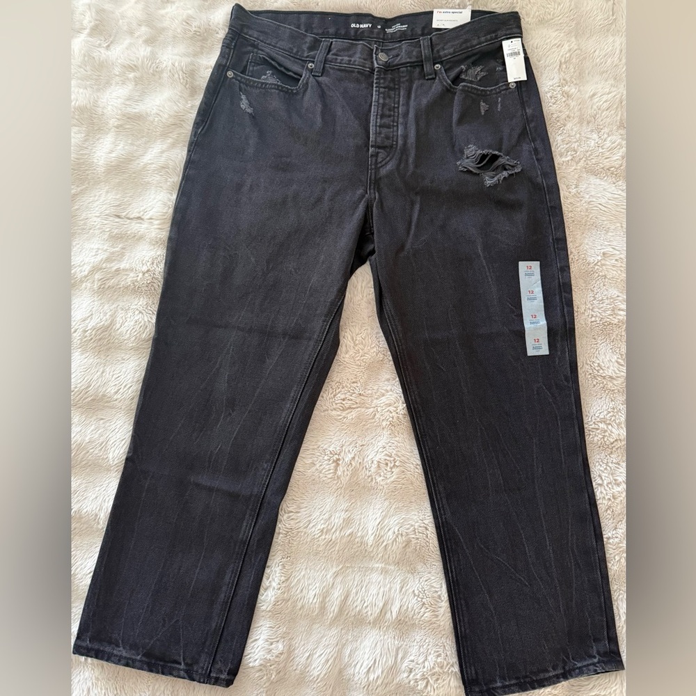 Old Navy High-Rise Slouchy Straight Crop Jean – Black – Women’s Size 12-NWT